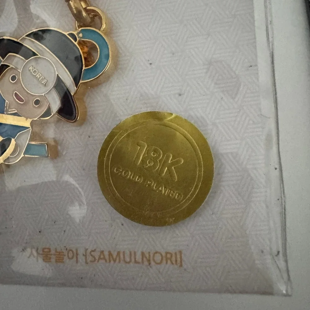 Korea Samulnori Character Keychain 18K Gold‎ Plated Souvenir Gift